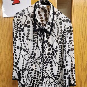 Drapers & Damons sheer polka dot blouse